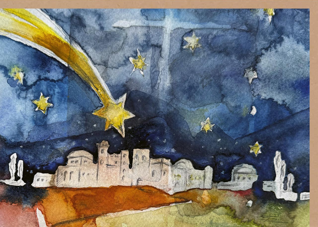 Faltkarte "Bethlehem" Simone Riedel -  Anlass: Weihnachten (17 x 12 cm)