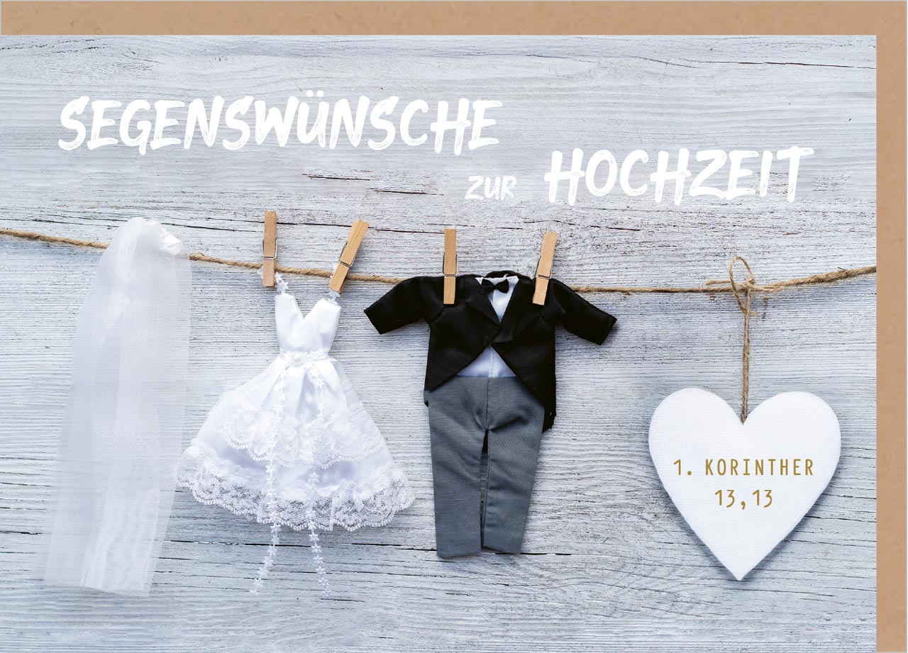 Faltkarte Hochzeit Wäscheleine -  Anlass: Hochzeit (17 x 12 cm)