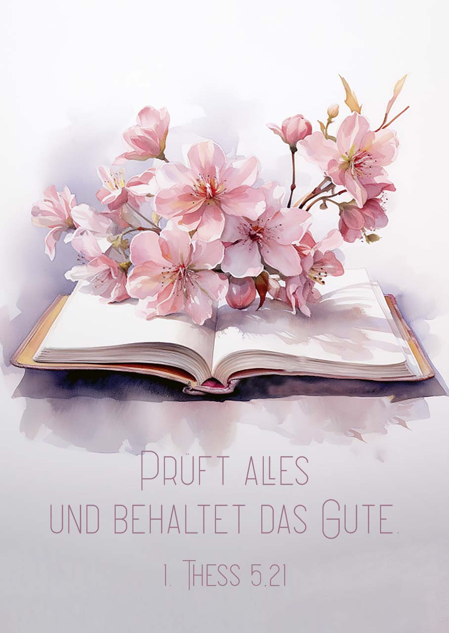 Postkarte Jahreslosung Bibel mit Blüten -  Anlass: Jahreslosung (14,8 x 10,5 cm)
