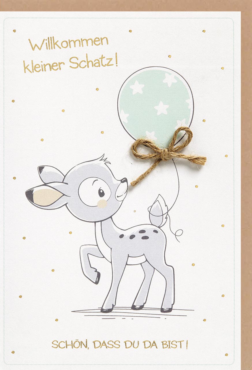 Faltkarte Willkommen kleiner Schatz! -  Anlass: Geburt (11,5 x 17 cm)