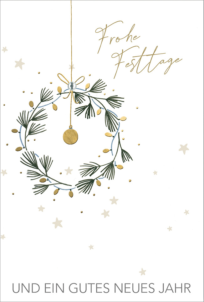 Faltkarte Kranz hängend -  Anlass: Weihnachten (11,5 x 17 cm)