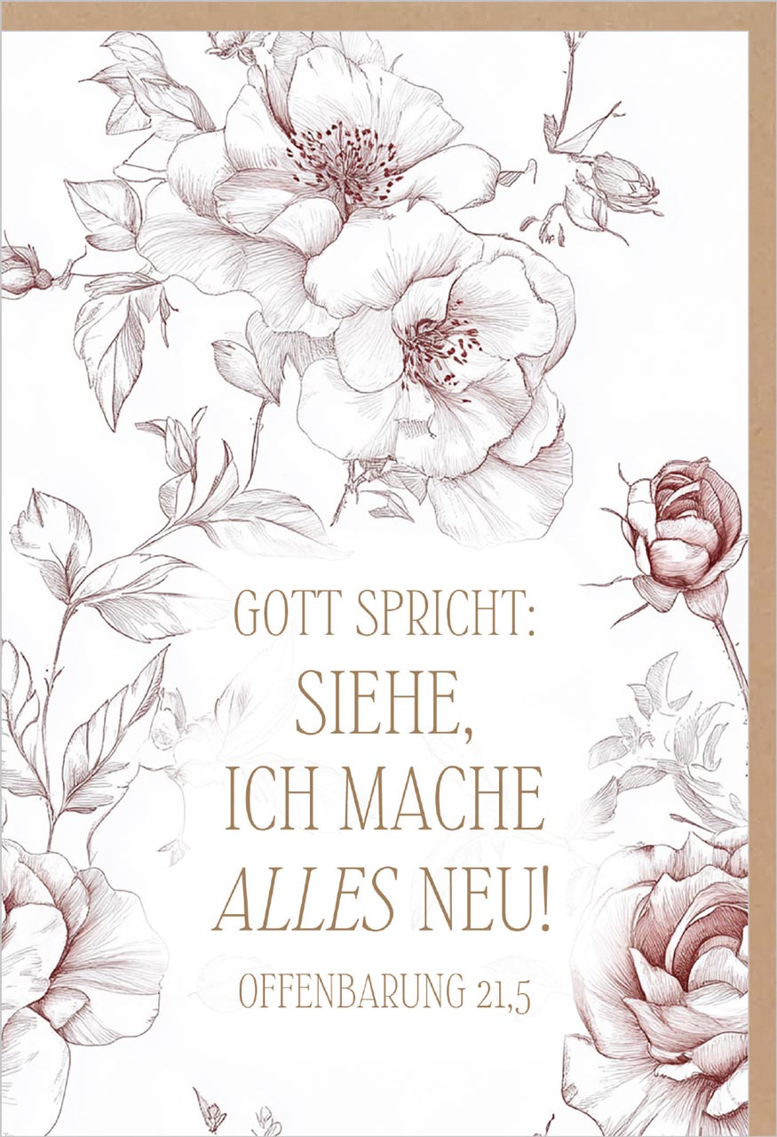 Faltkarte Jahreslosung Rosen -  Anlass: Jahreslosung (17 x 12 cm)