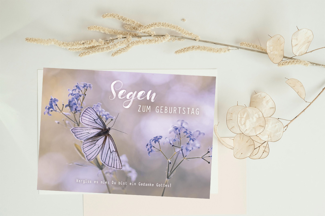 Postkarte Schmetterling -  Anlass: Geburtstag (14,8 x 10,5 cm)