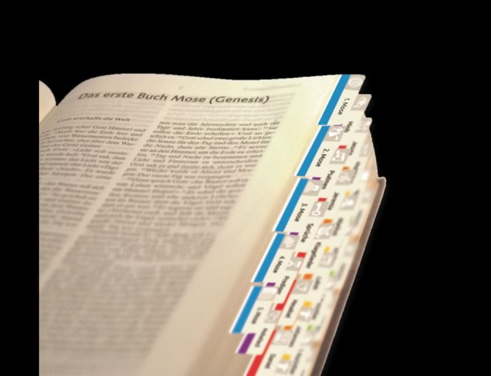 Das Bibel-Griffregister mit Symbolen -  (10,7 x 15 x 0,3 cm)