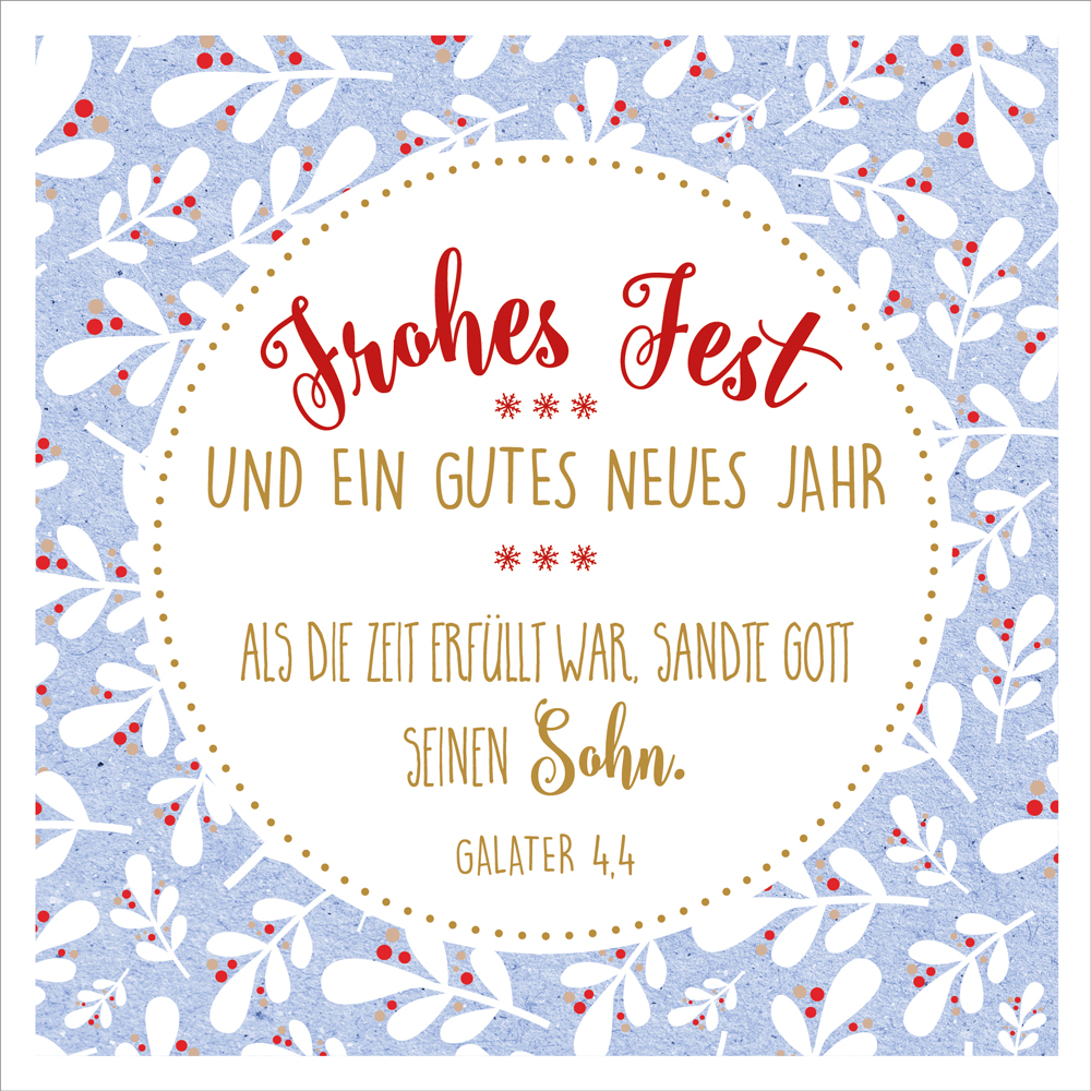 Faltkarte Frohes Fest -  Anlass: Weihnachten (15,5 x 15,5 cm)
