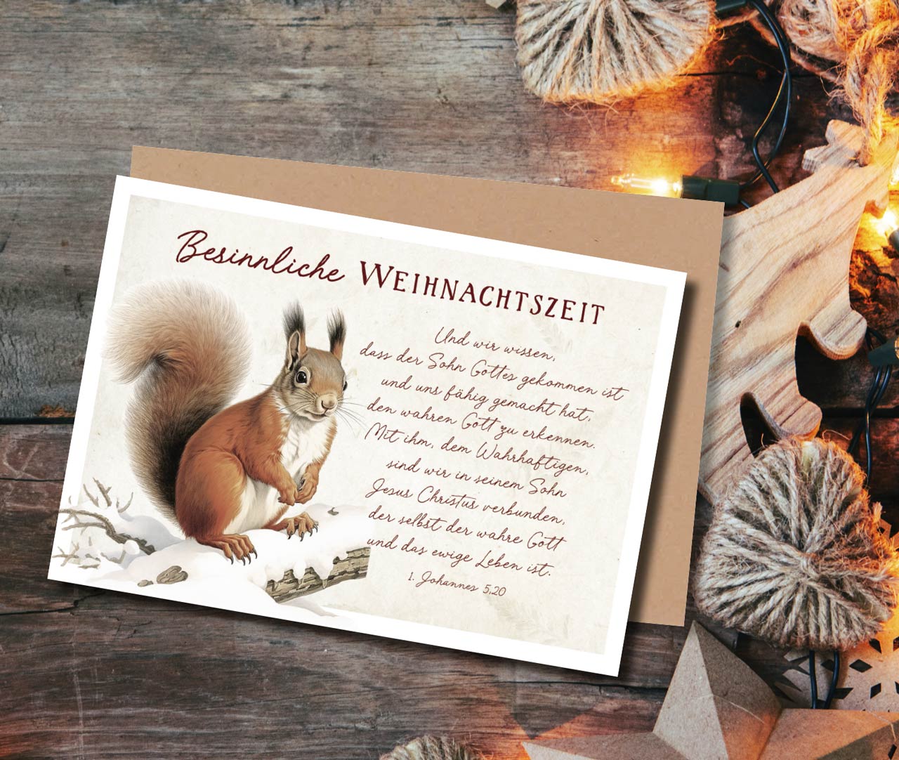 Faltkarte Weihnachten Eichhörnchen im Winter -  Anlass: Weihnachten (17 x 12 cm)