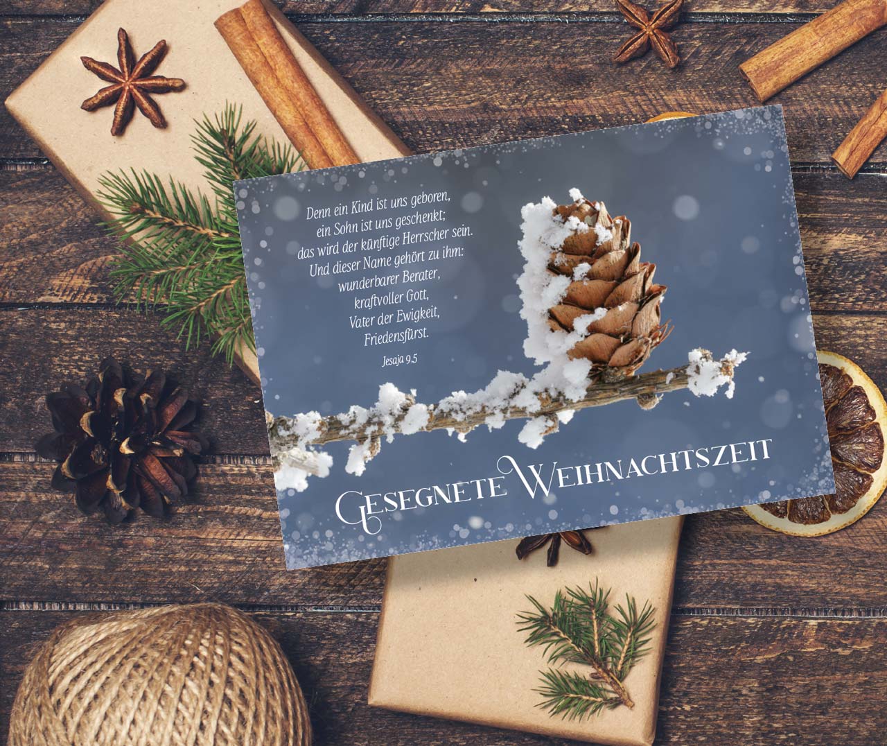 Postkarte Tannenzapfen -  Anlass: Weihnachten (14,8 x 10,5 cm)