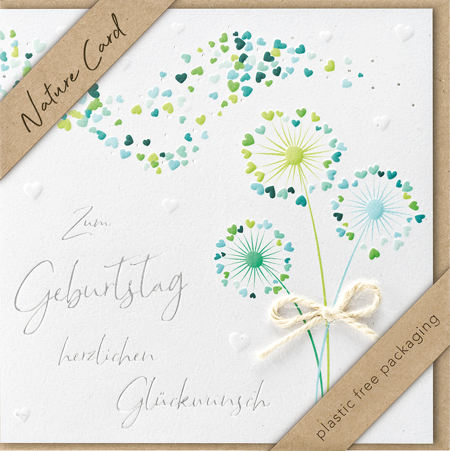 Faltkarte Herzschleier -  Anlass: Geburtstag (15,5 x 15,5 cm)