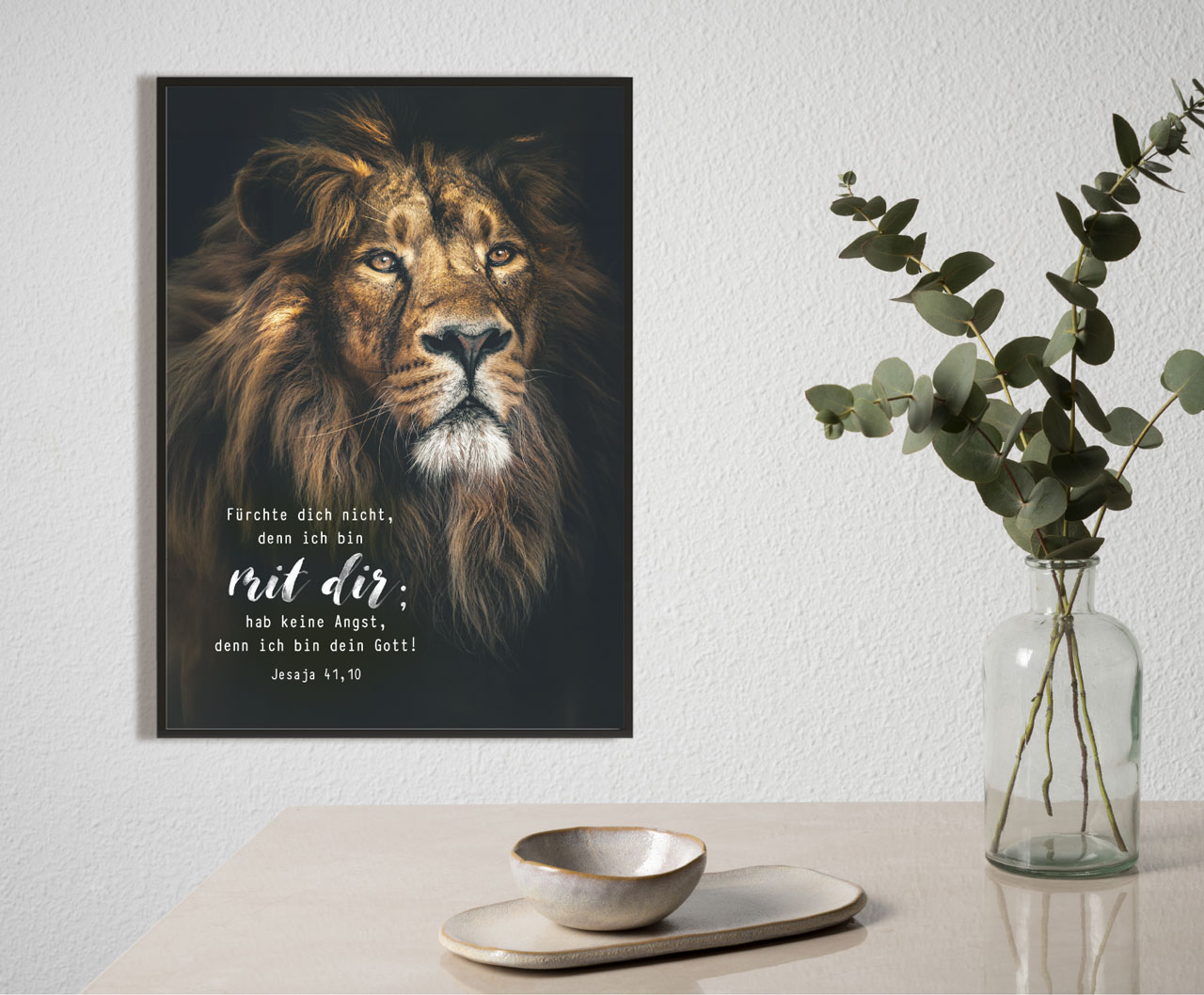 Poster Jahreslosung 2027 schwarzer Löwe A2